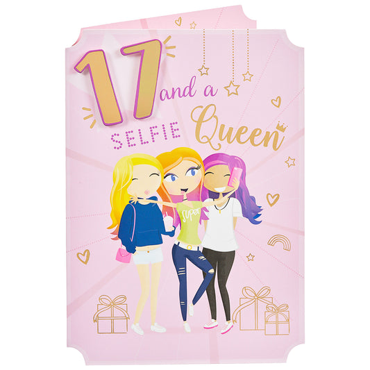 Cute Selfie Female 17th Birthday Card