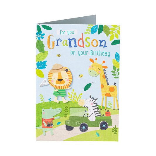 Cute Animals Grandson Birthday Card