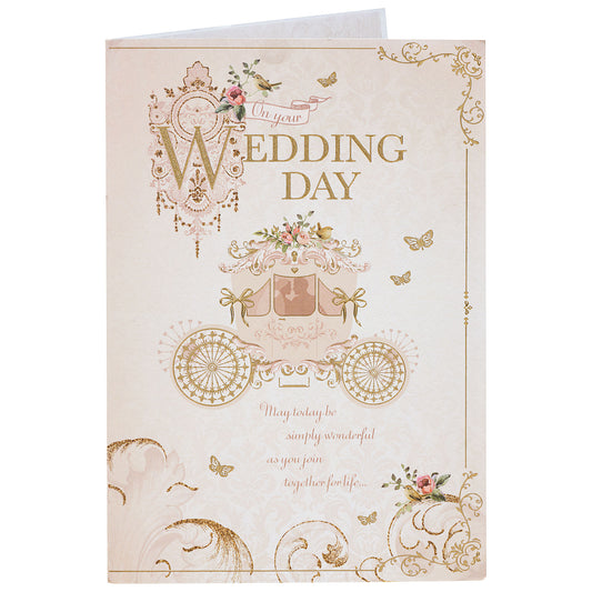 Traditional Carriage Wedding Day Card