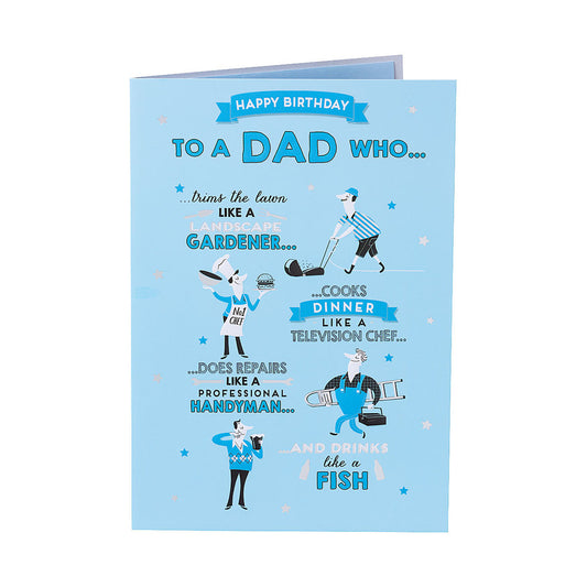 Cute Blue Dad Birthday Card