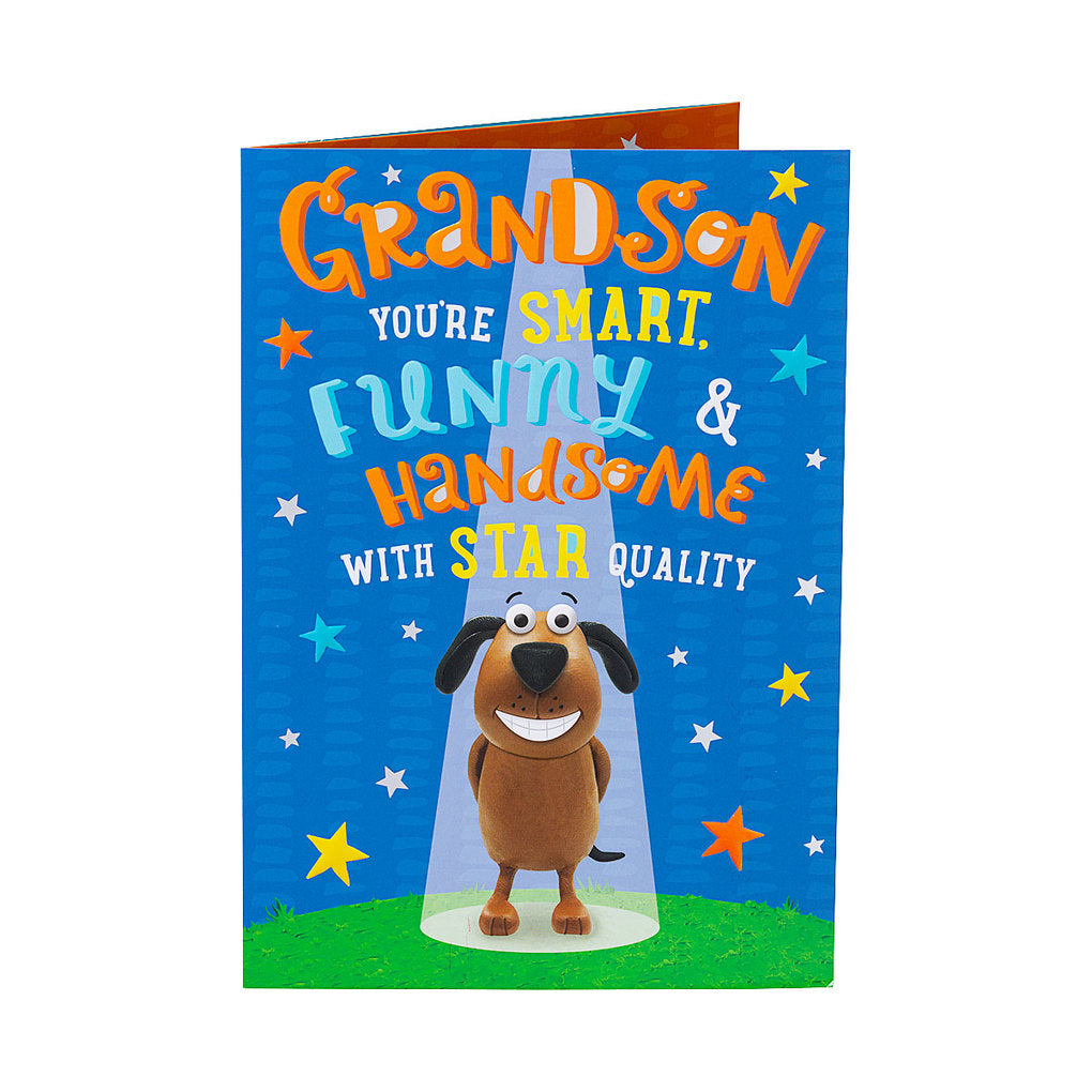 Cute Puppy Dog Grandson Birthday Card