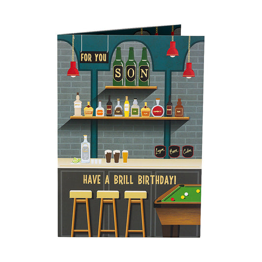 Traditional Bar Scene Son Birthday Card