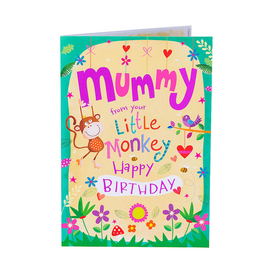 Cute Little Monkey Mummy Birthday Card