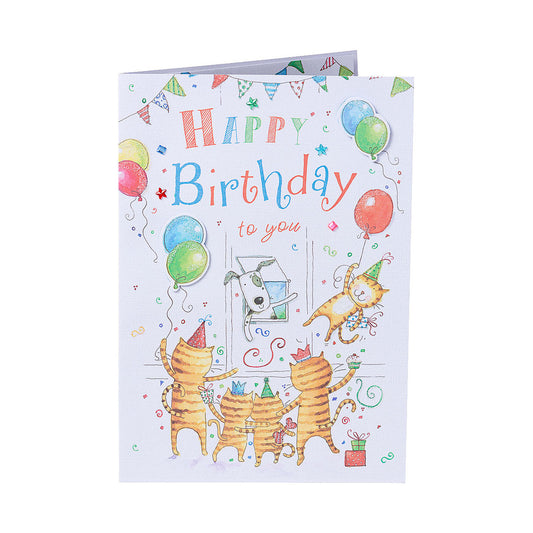 Cute Dogs & Cats Child Birthday Card