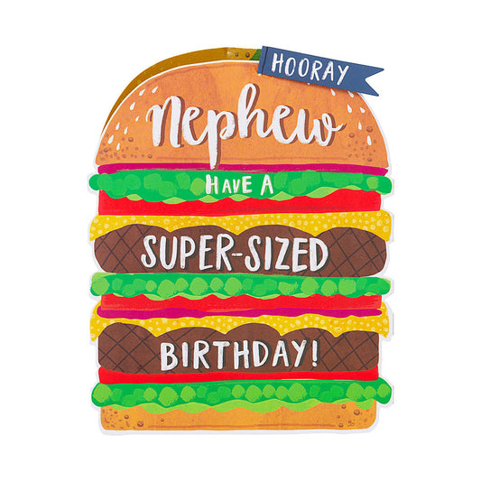 Traditional Burger Nephew Birthday Card