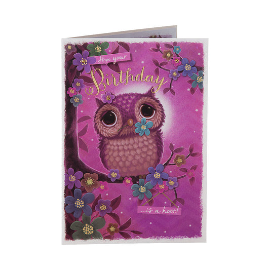 Cute Owl Hoot Birthday Card For Her