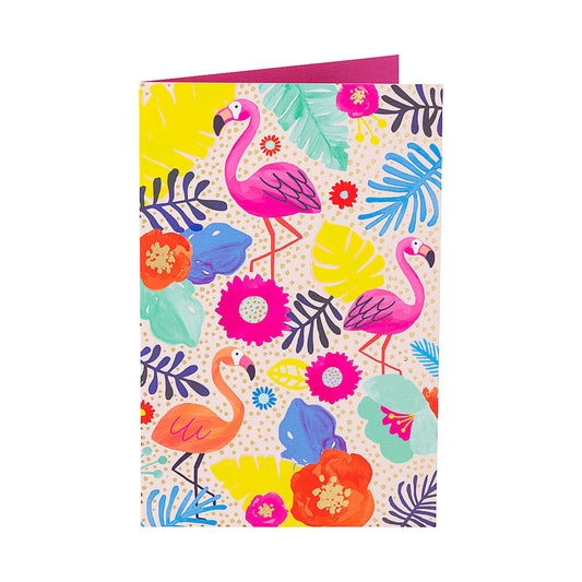 Funny Colourful Flamingo Blank Card