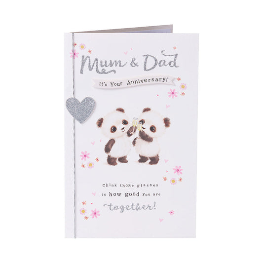 Cute Panda Anniversary Card Mum & Dad