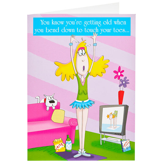 Funny Birthday Card Touch Your Toes