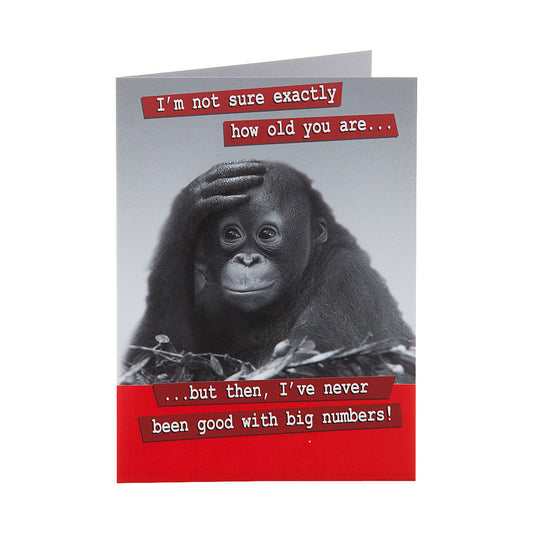 Funny Birthday Card Monkey Big Numbers