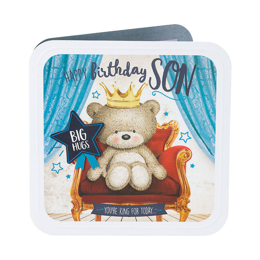 Cute King Bear Son Birthday Card