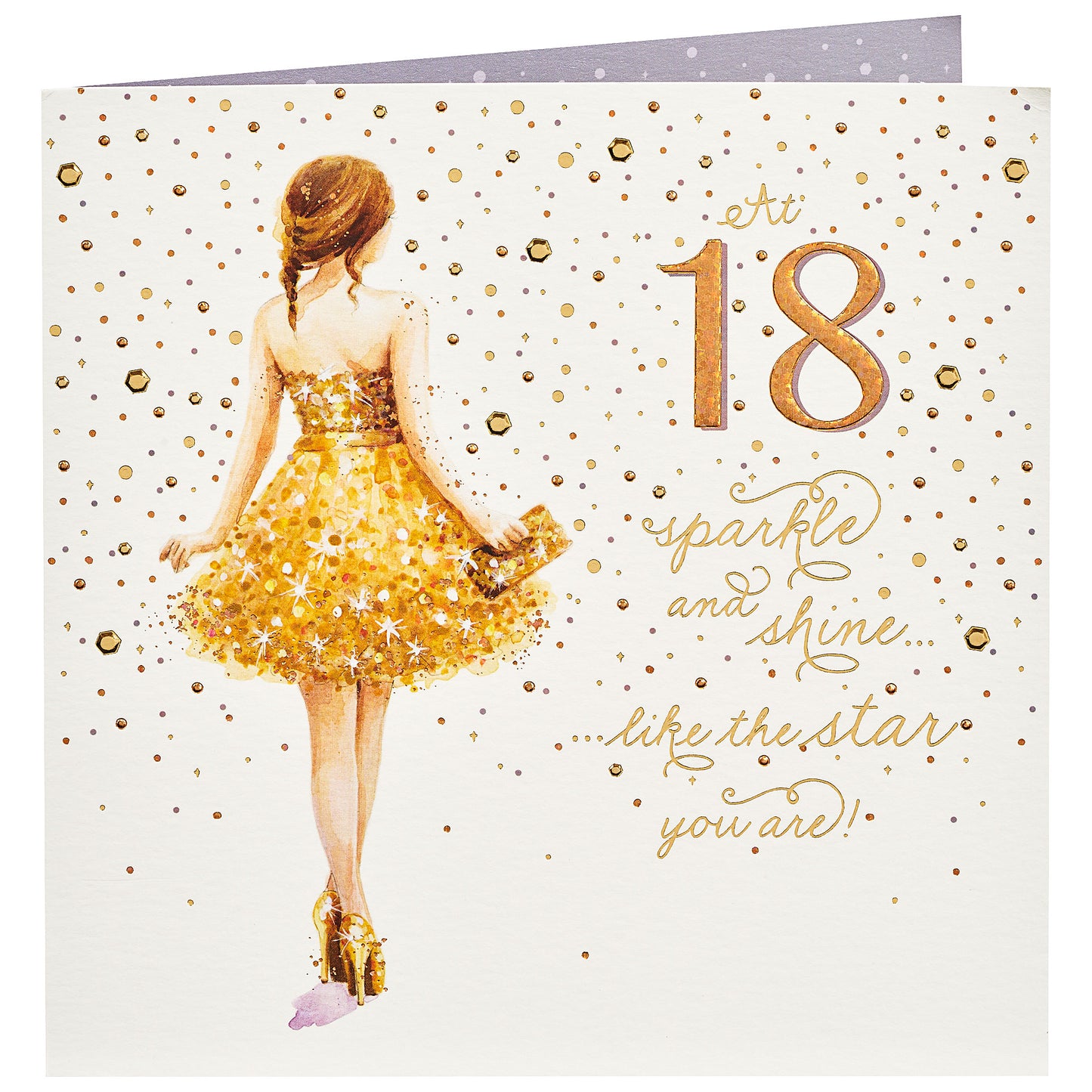 Cute Gold Female 18th Birthday Card