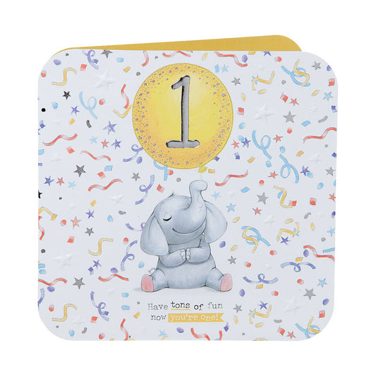 Cute Elephant 1st Birthday Card