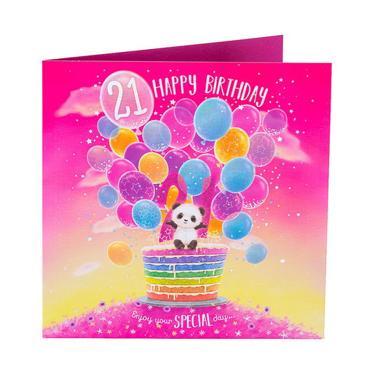 Cute Panda Female 21st Birthday Card