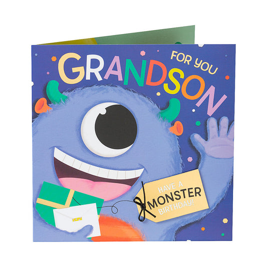 Cute Monster Grandson Birthday Card