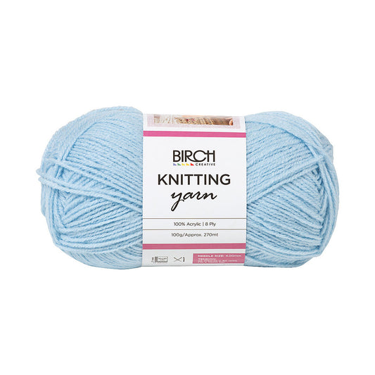 Birch Acrylic Knitting Yarn Baby Blue 8ply 100g