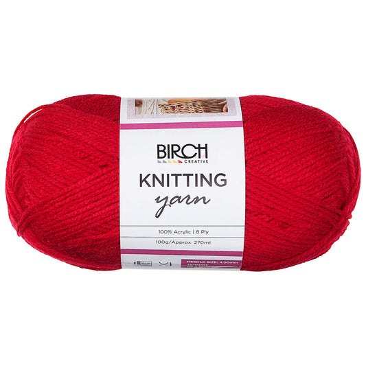 Birch Acrylic Knitting Yarn Red 100 Gram Ball