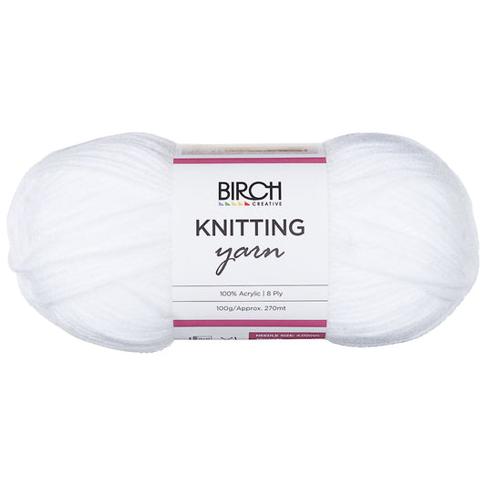 Birch Acrylic Knitting Yarn White100 Gram Ball