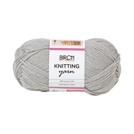 Birch Acrylic Knitting Yarn Silver 8ply 100g