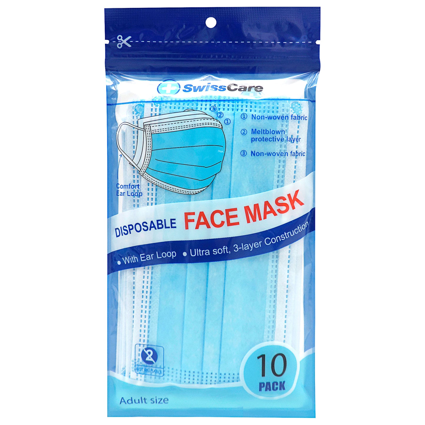 Disposable Face Masks With Earloop 10 Pack