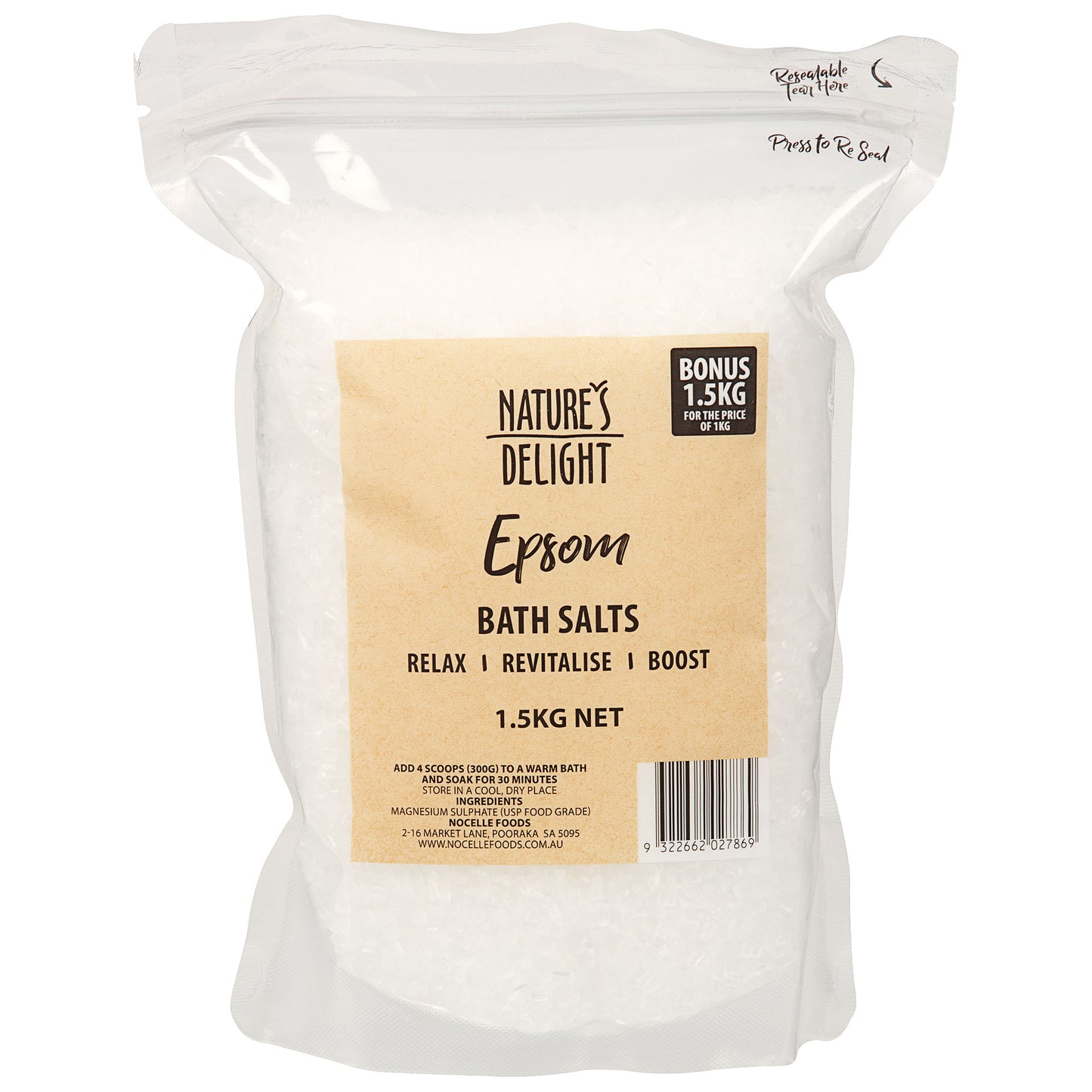 Natures Delight Epsom Bath Salts 1.5kg