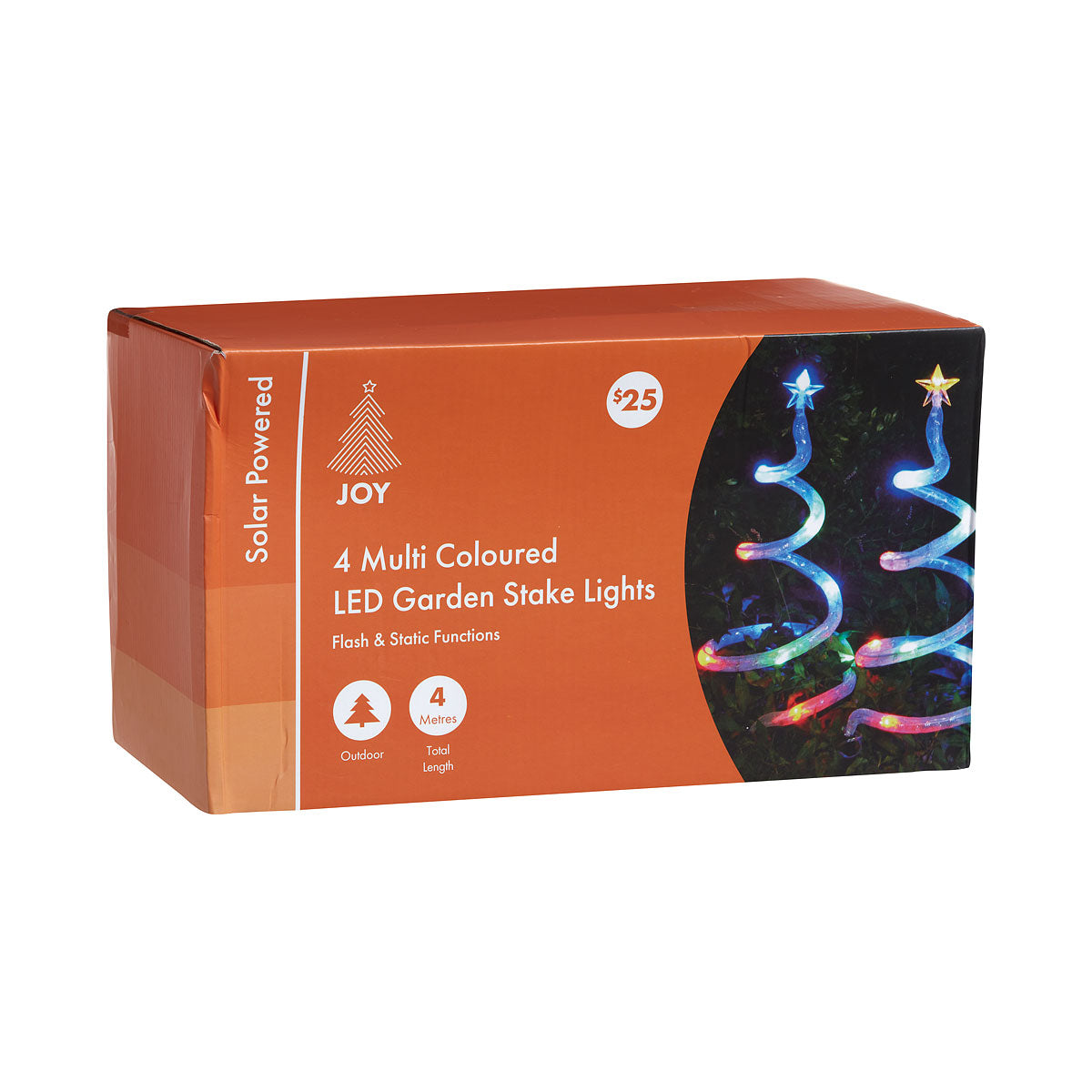 Christmas Solar Spiral Tree Lights Coloured 4pk