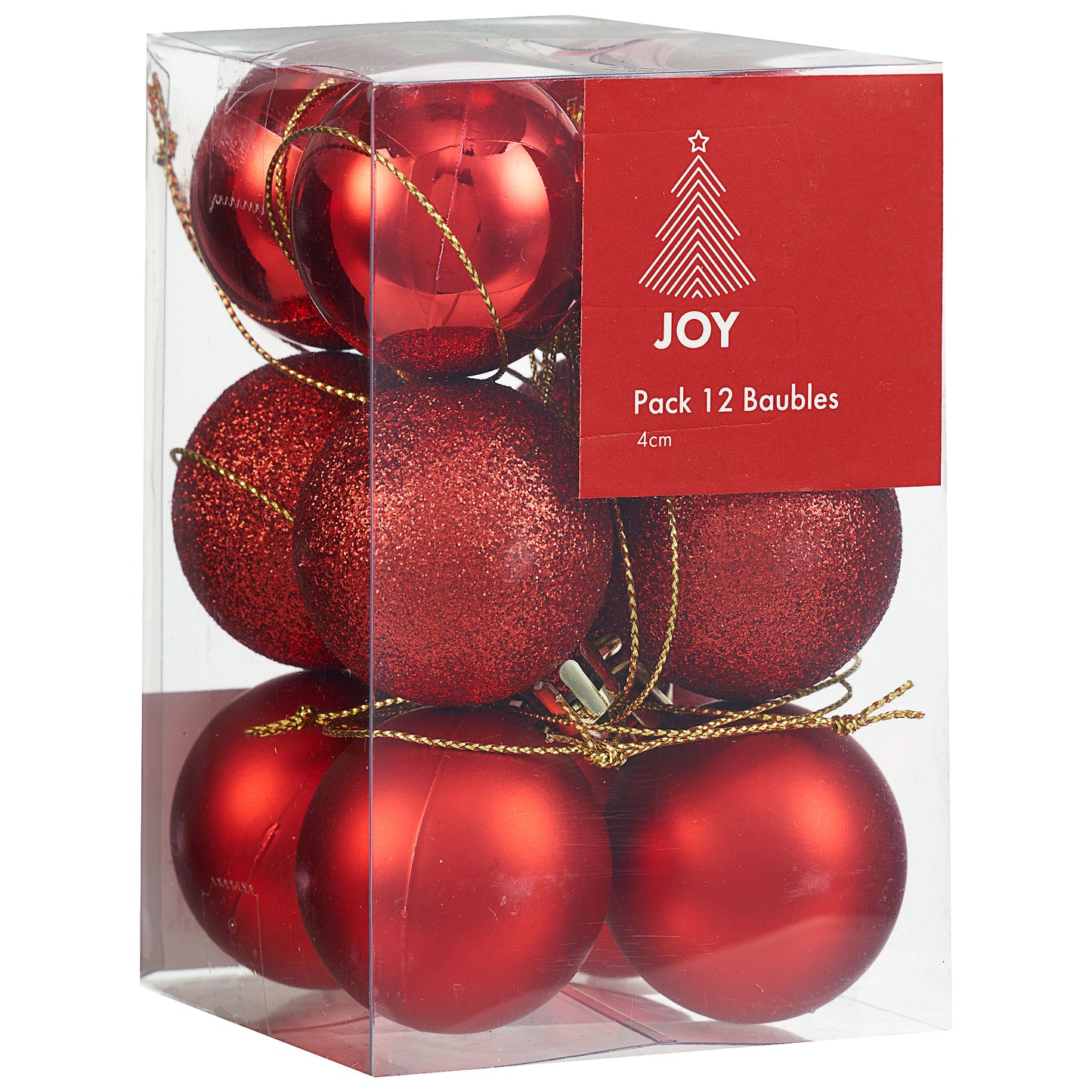 Baubles Red 4cm 12pk