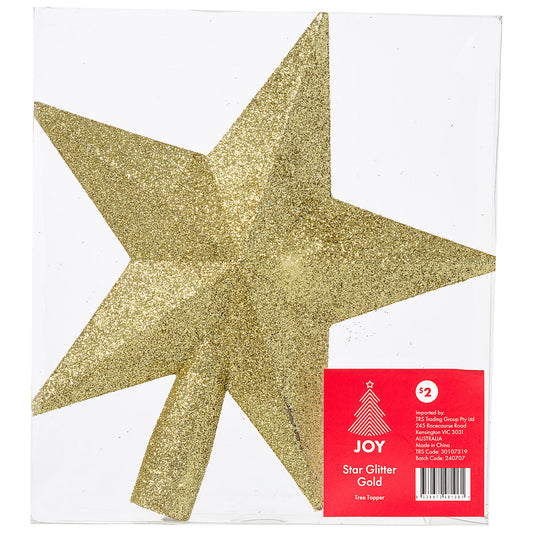 Christmas Tree Topper Star Glitter Gold