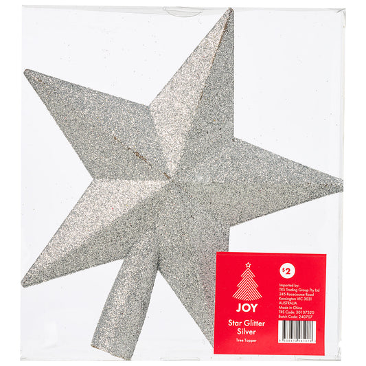 Christmas Tree Topper Star Glitter Silver