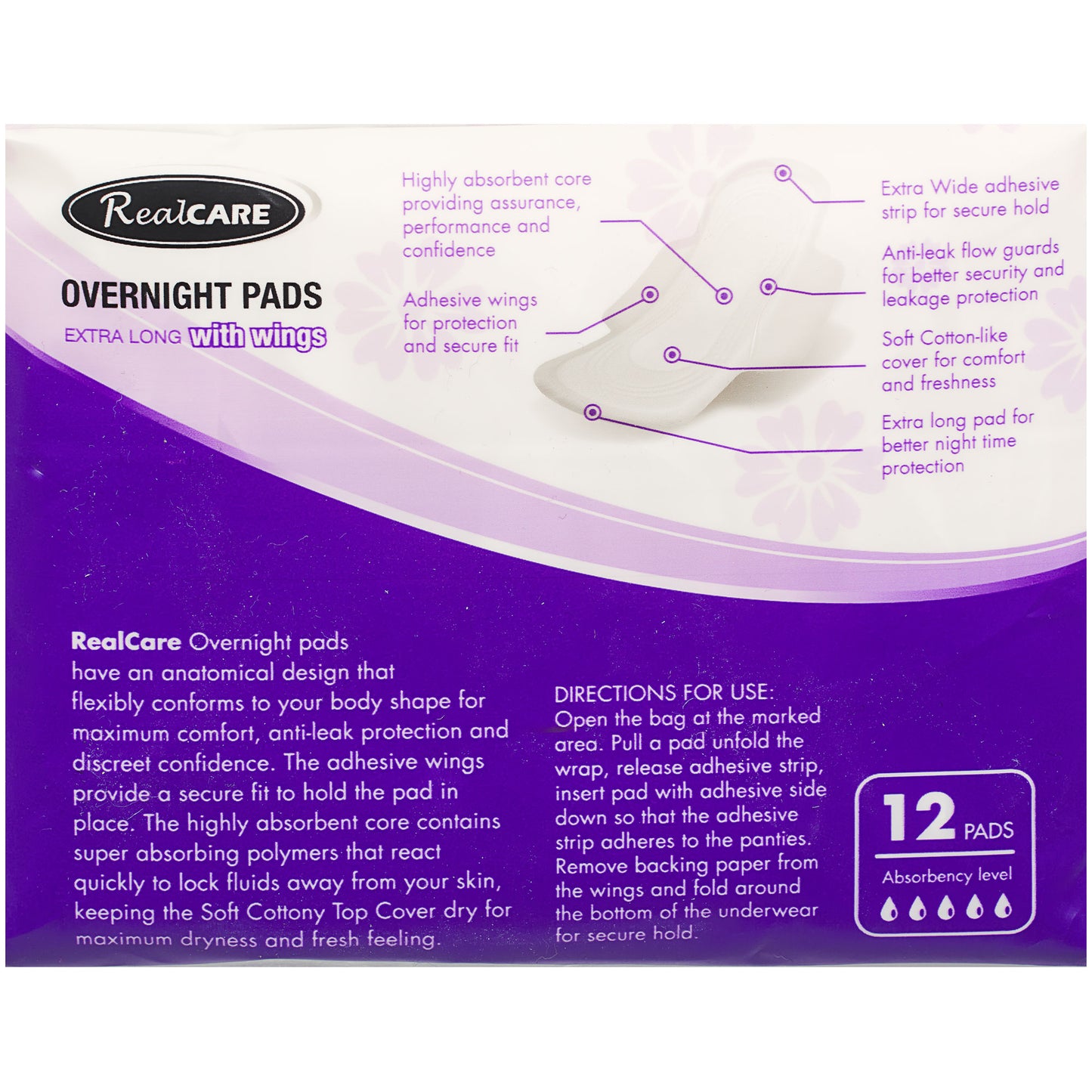 Realcare Pads Maxi Night Wings 12 Pads