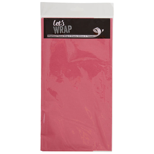 Let's Wrap Pearlised Tissue Paper Hot Pink 2pk