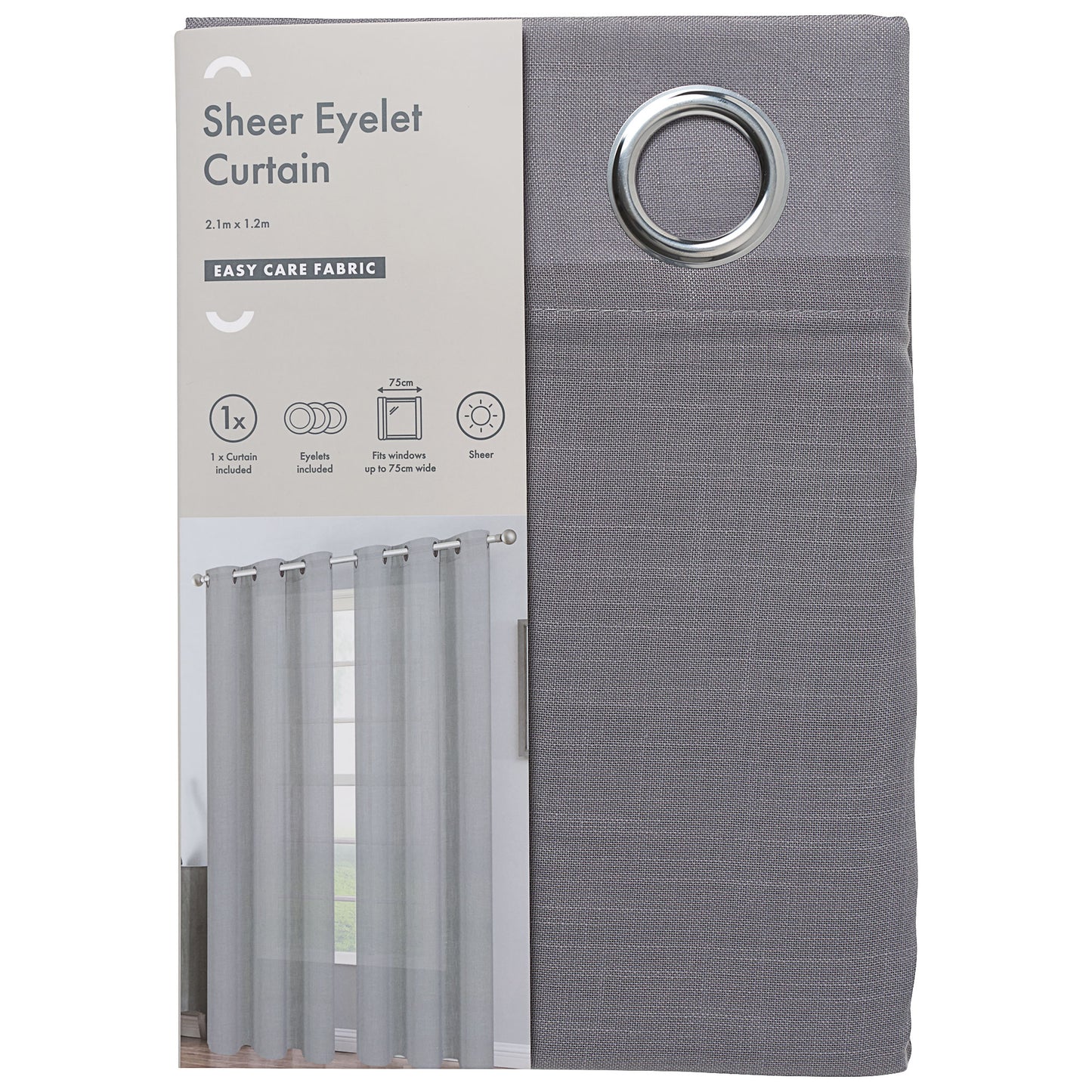 Sheer Eyelet Curtain Charcoal 2.1x1.2m