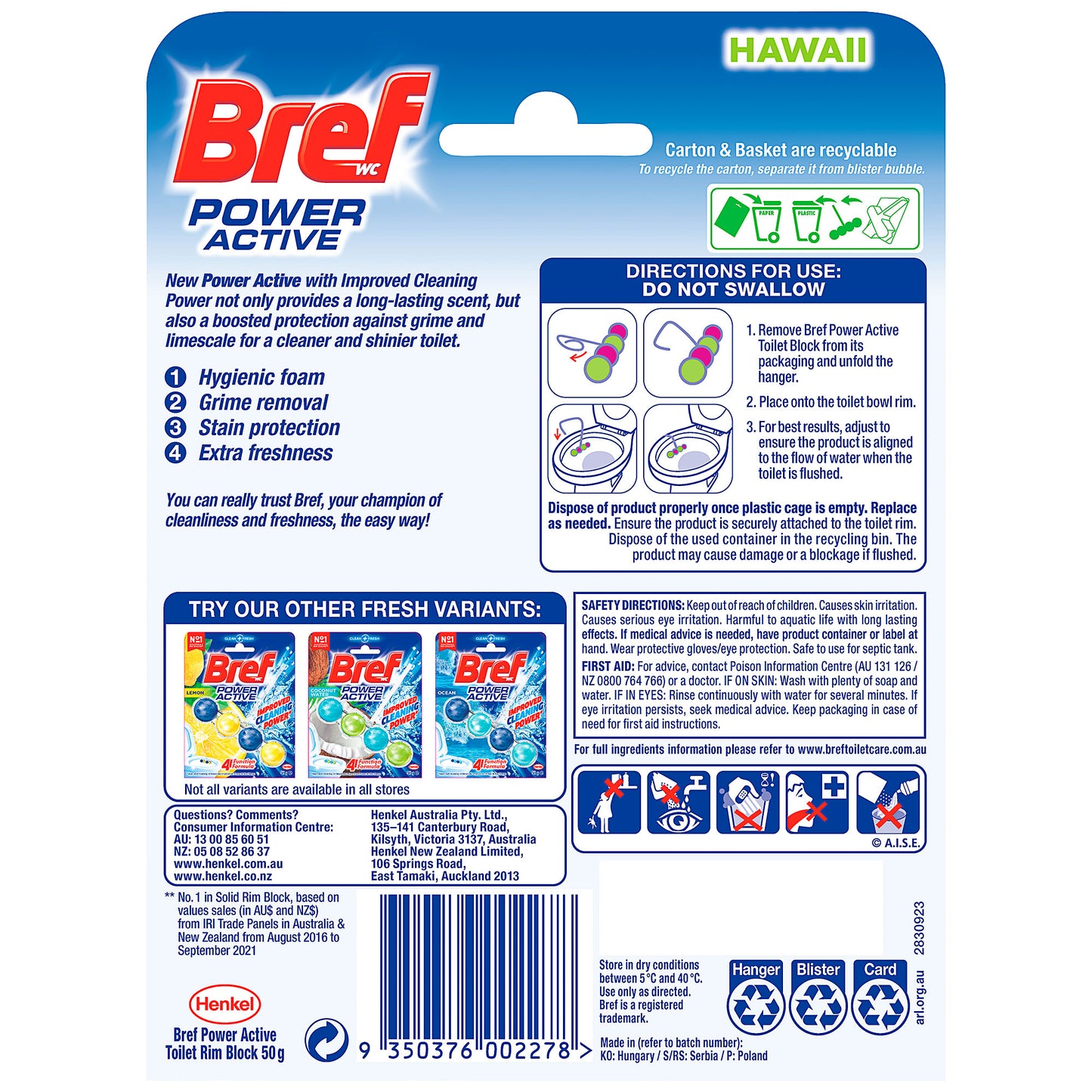 Bref Power Active Toilet Cage Hawaii 50g