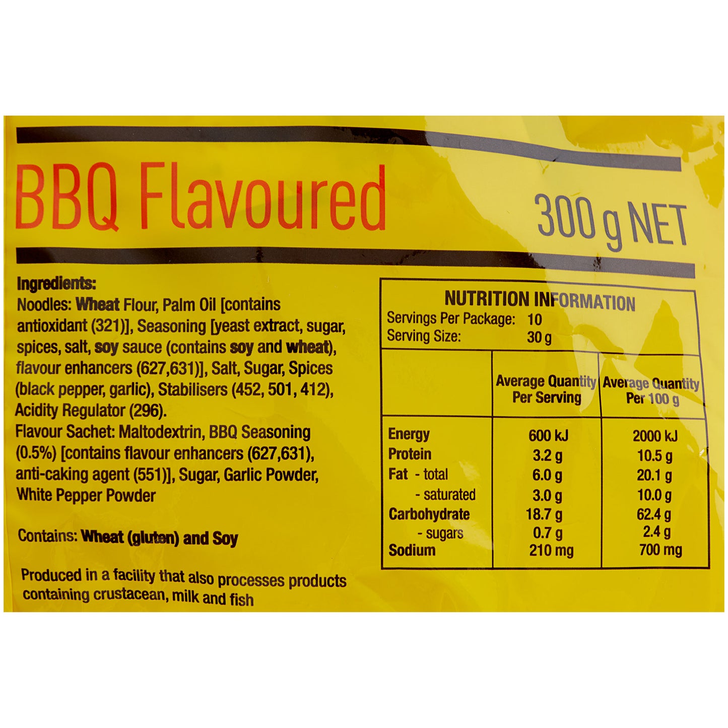 Mamee Noodle Snack Bbq 10pk 300g