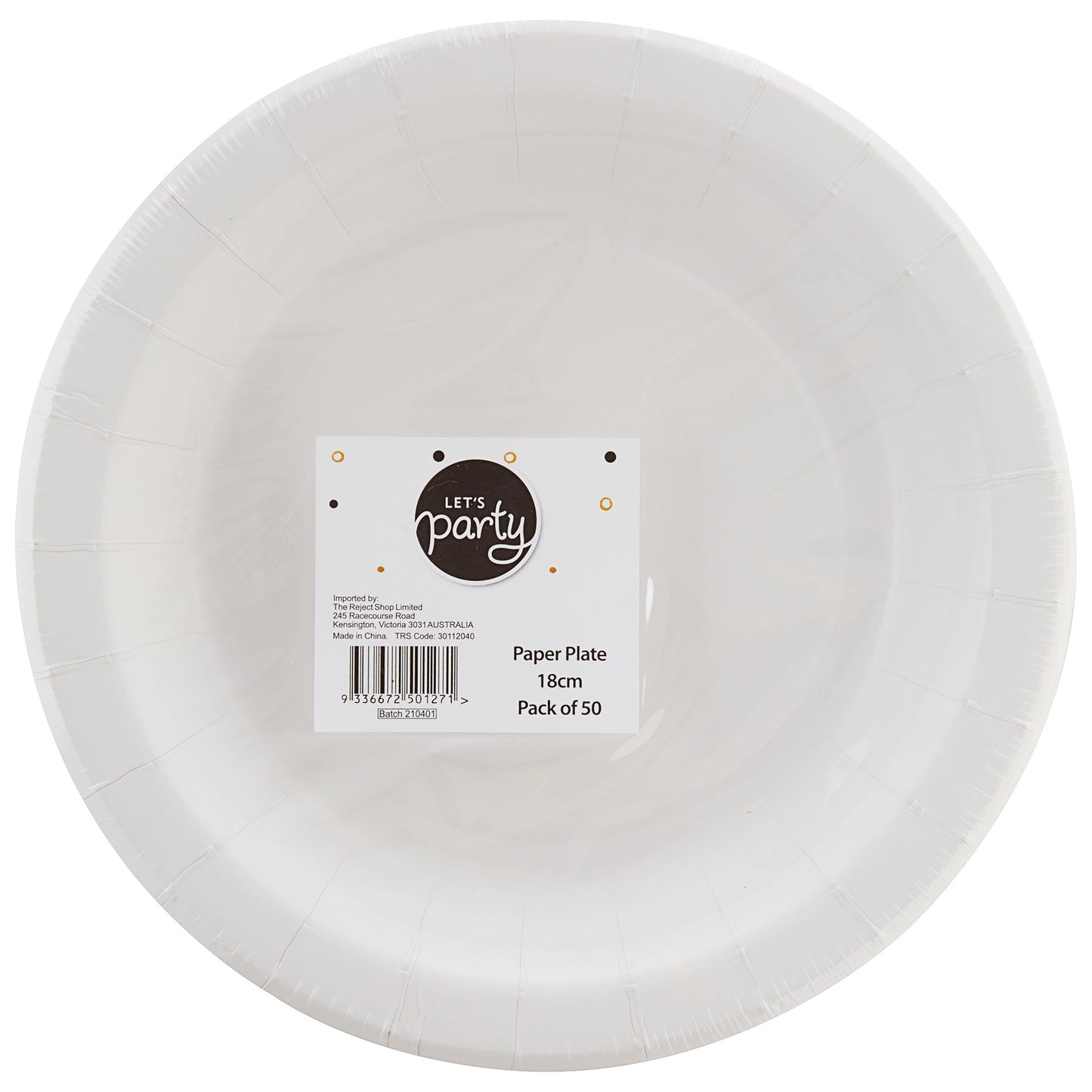 Let's Party Paper Plate 18cm White 50pk