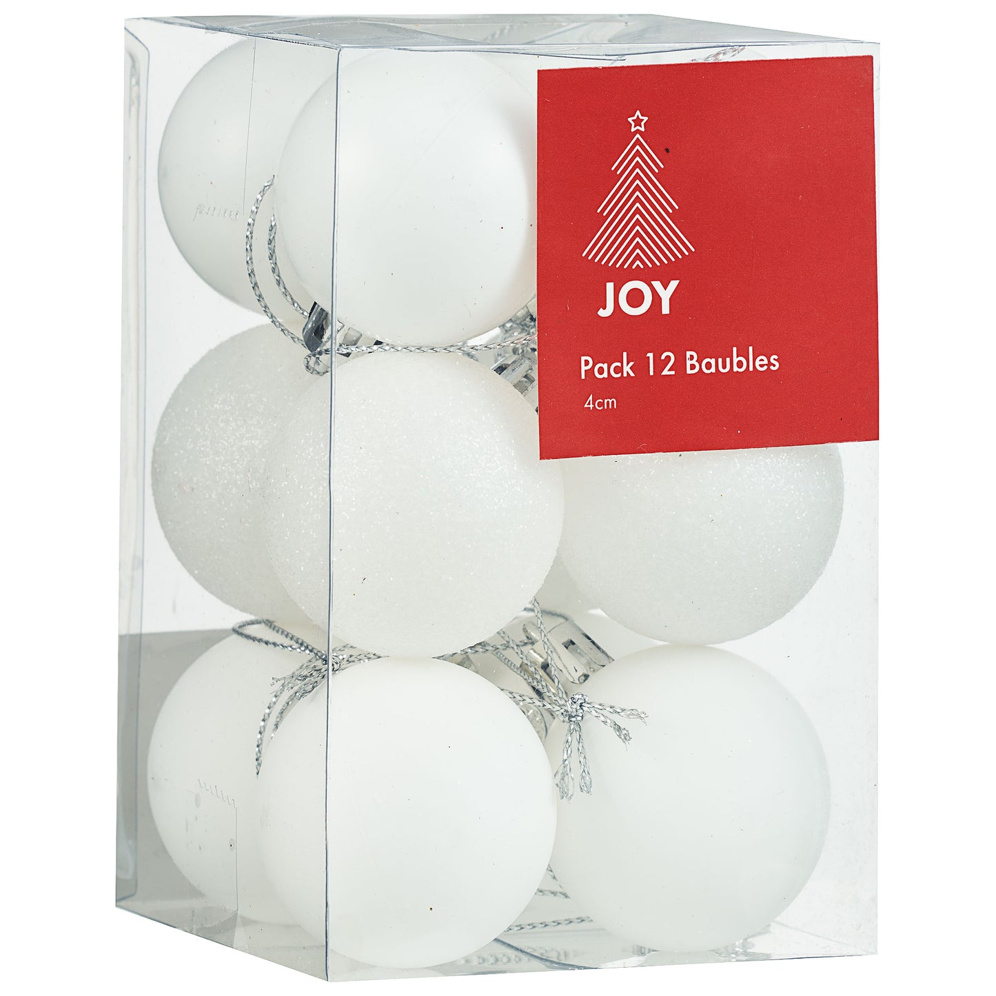 Baubles Green/White 4cm 12pk