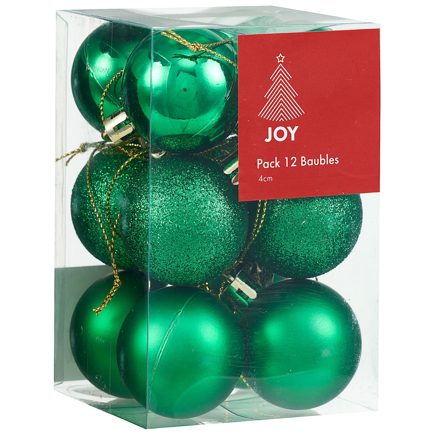 Baubles Green/White 4cm 12pk