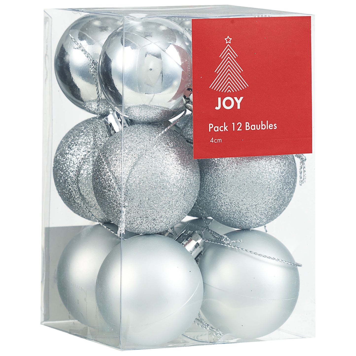 Baubles Silver 4cm 12pk