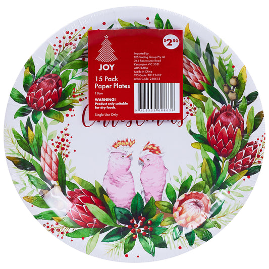 Paper Plate Australian Foliage 18cm 15pk