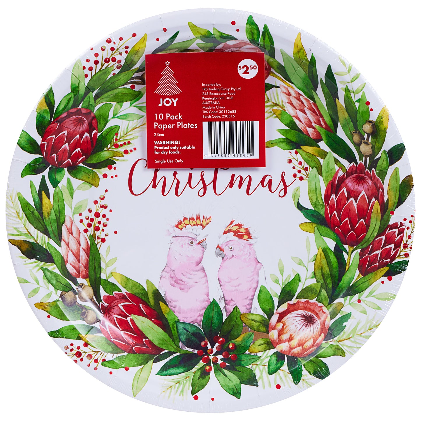 Paper Plate Australian Foliage 23cm 10pk