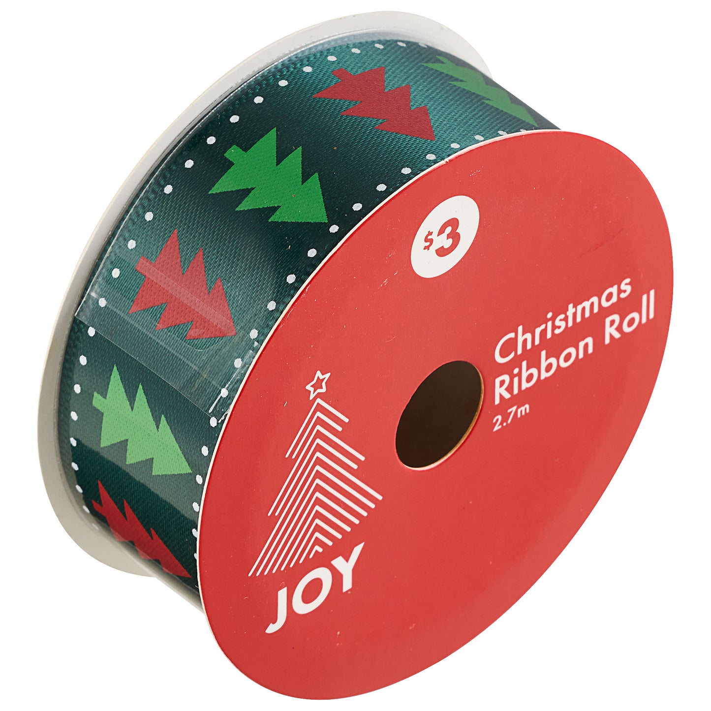 Christmas Ribbon Roll Traditional Mix 2.7m Assorted