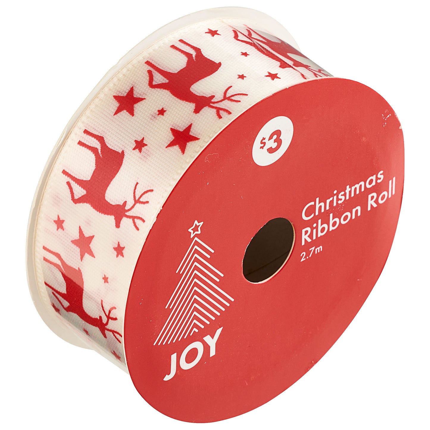 Christmas Ribbon Roll Traditional Mix 2.7m Assorted