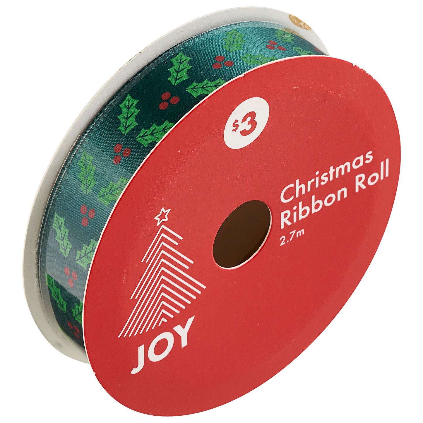 Christmas Ribbon Roll Traditional Mix 2.7m Assorted