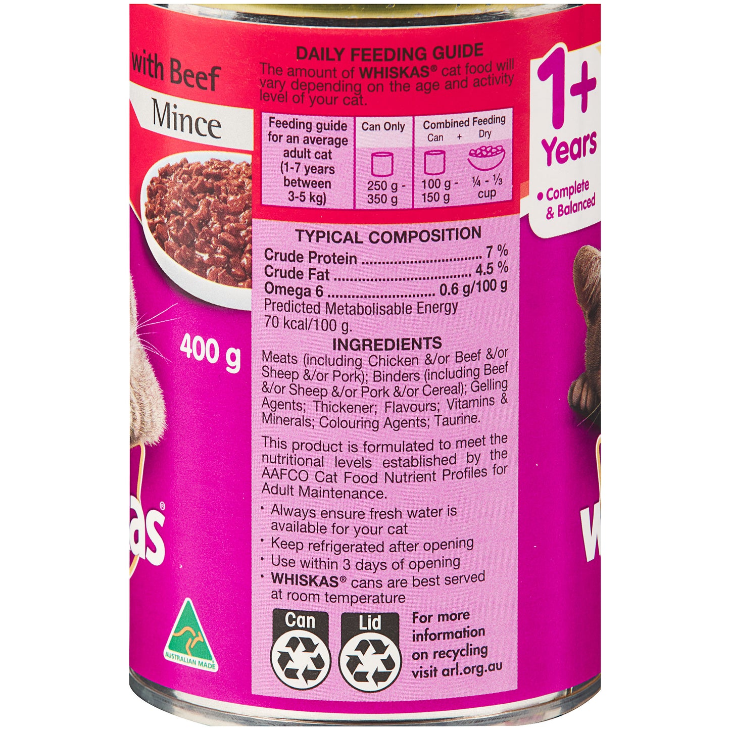 Whiskas Beef Mince 1year+ 400g