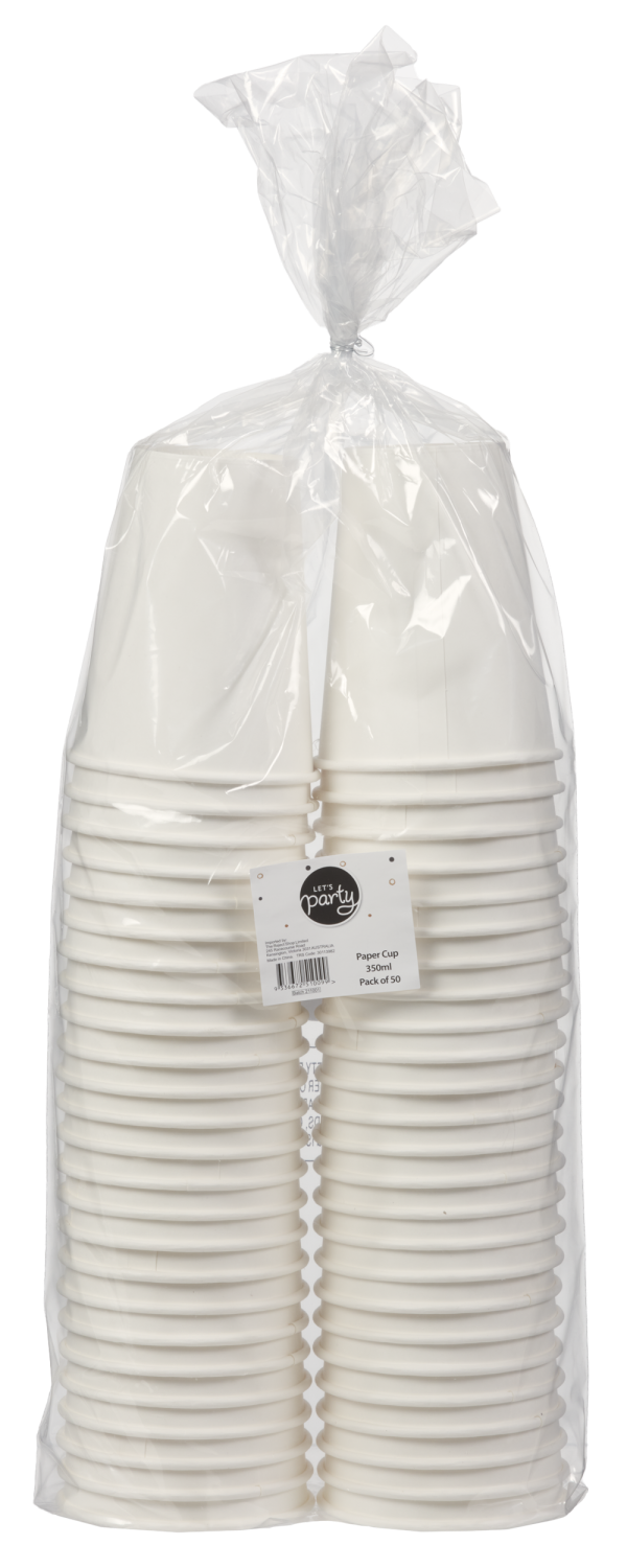 Let's Party Paper Cup 350ml White 50pk