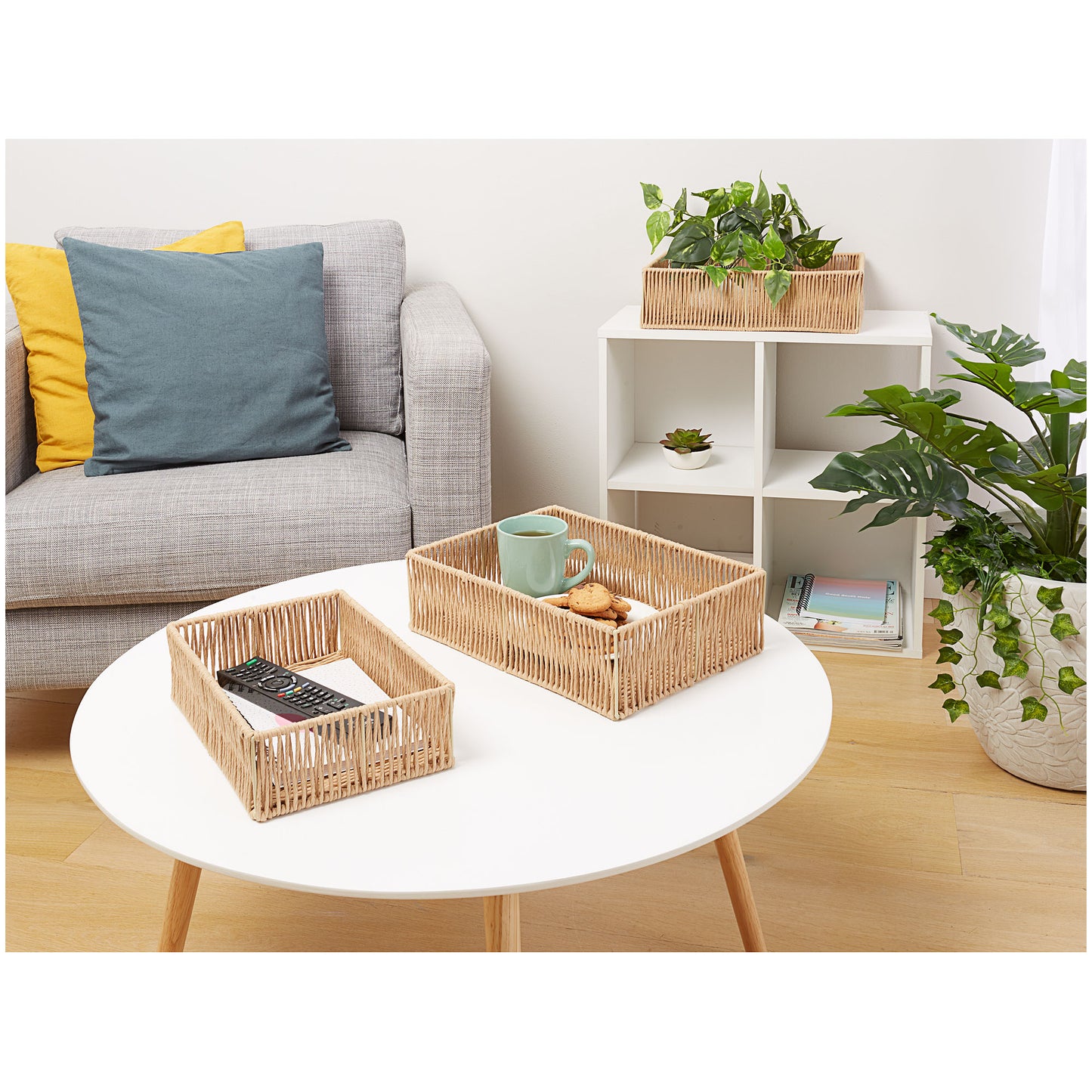 Rectangular Paper Wicker Tray Small 30x20x8.5cm