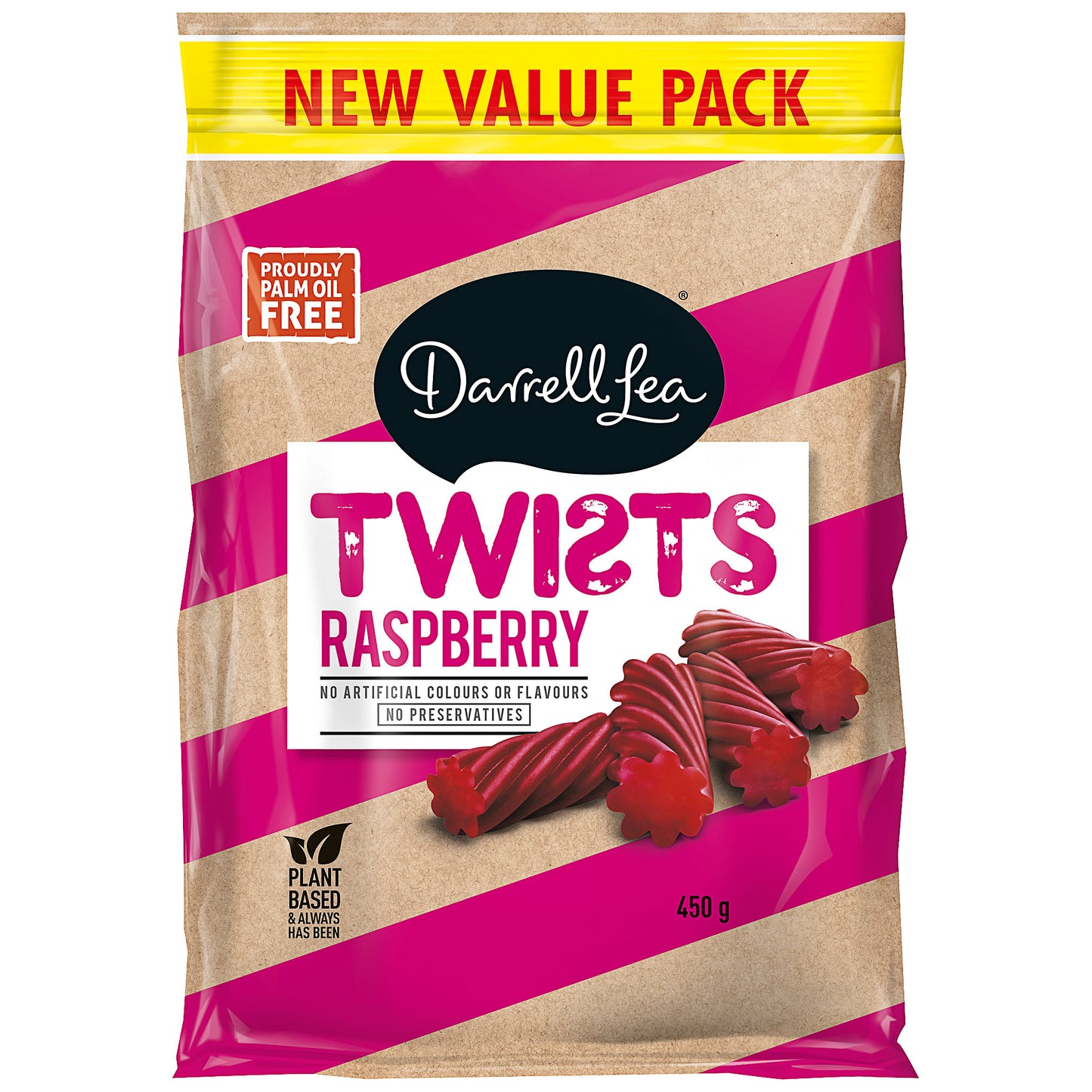 Darrell Lea Raspberry Twists 450g