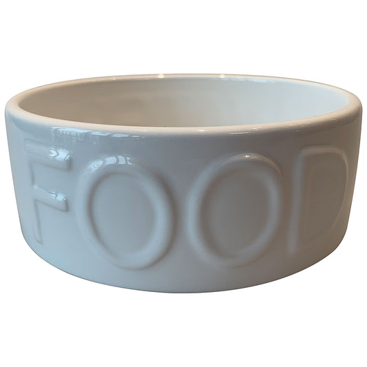 Pet Bowl Ceramic White for Food/Water 14cm Medium