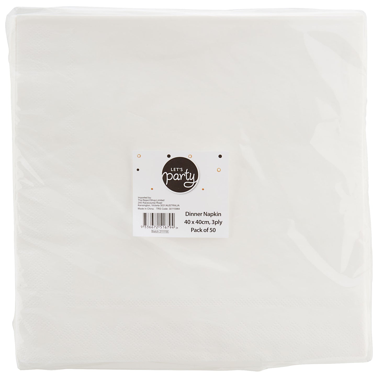 Let's Party Dinner Napkin White 50pk