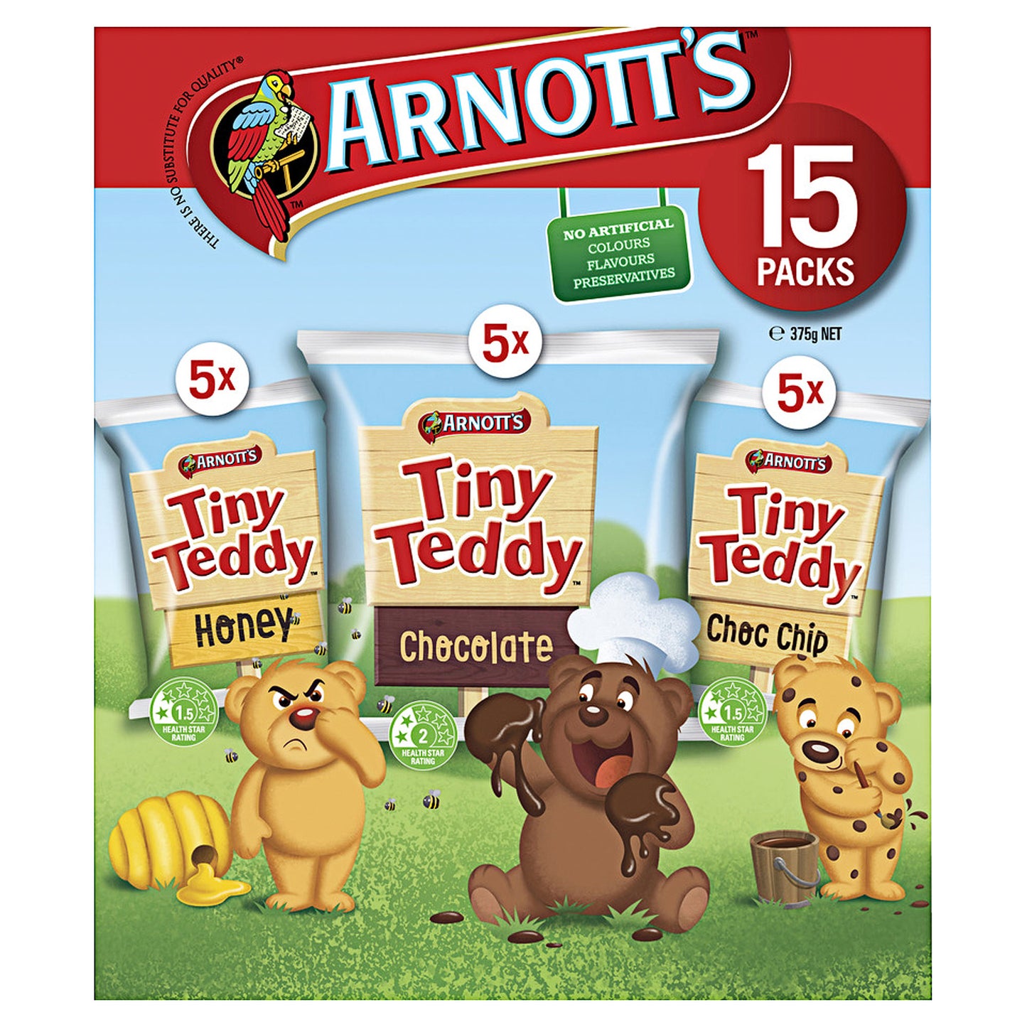 Arnott's Tiny Teddy Multipack Biscuits Variety 15 Pack